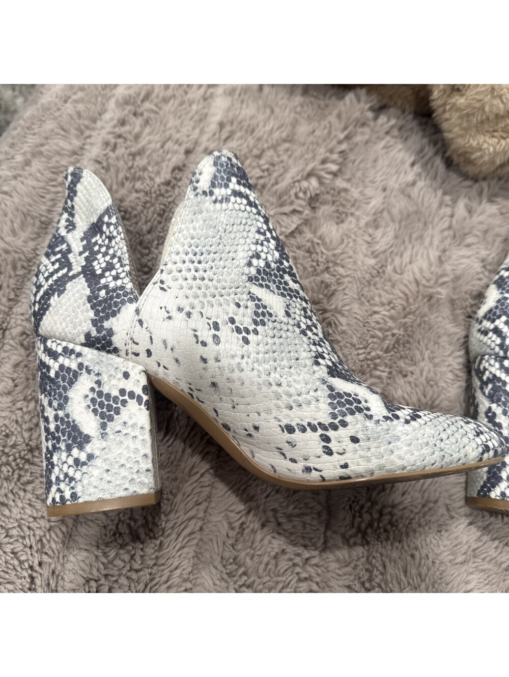 Steve Madden Rookie ,black & Cream Snakeskin Ankle Booties ,Block Heel, Sz 10M